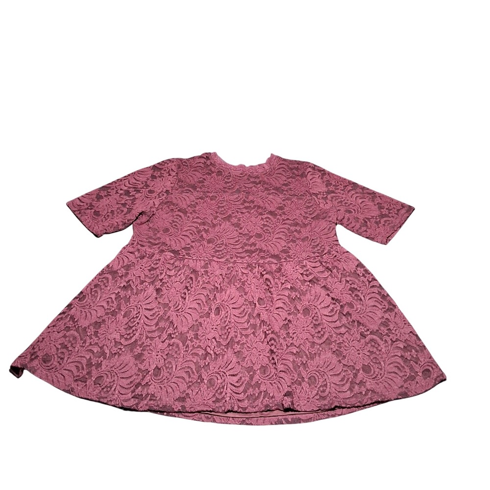 Torrid Burgundy Floral Lace Peplum‎ Top Short Sleeve Plus Size 1 Wine Babydoll